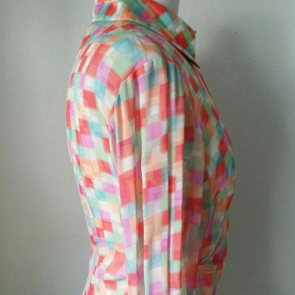 Vintage Checker Sheer Button up Blouse - Picture 2 of 11